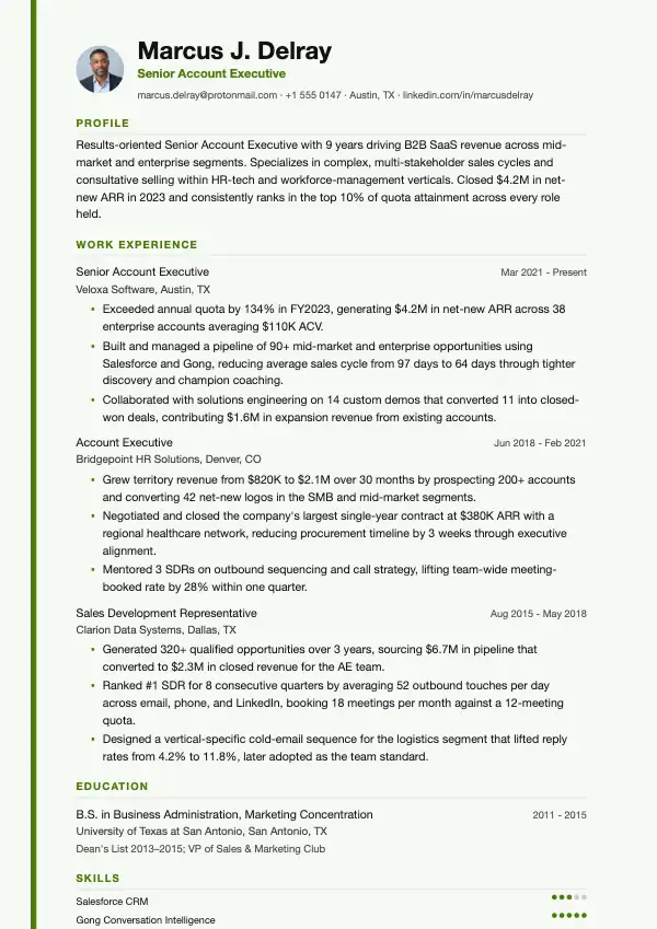 Salgskonsulent CV-eksempel