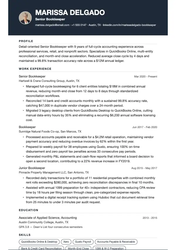 Bogholder CV-eksempel