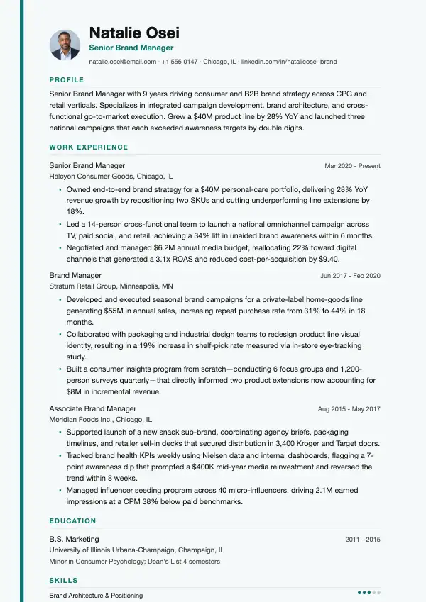 Brand manager CV-eksempel