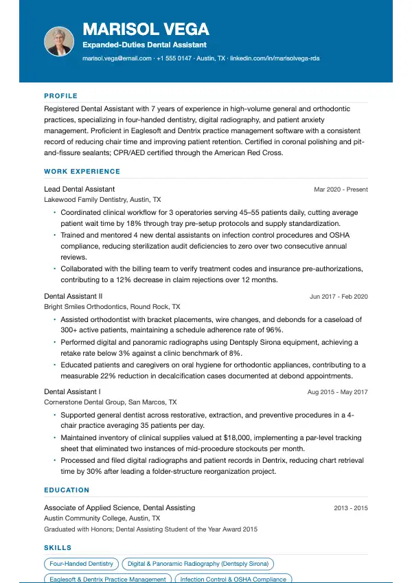 Tandklinikassistent CV-eksempel