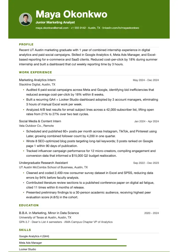 Første job CV-eksempel