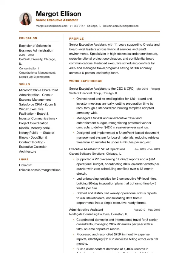 Direktionsassistent CV-eksempel
