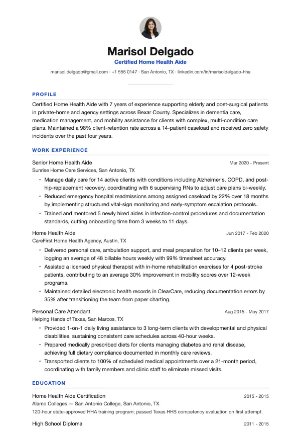 Hjemmehjælper CV-eksempel