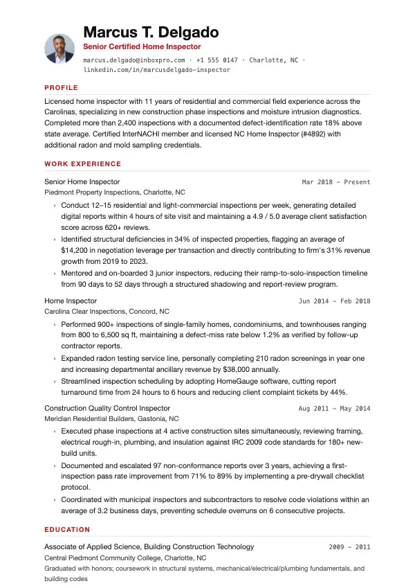 Przykład CV, Rzeczoznawca budowlany