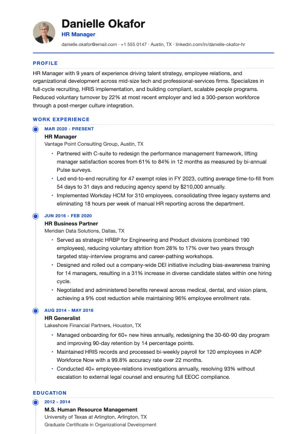 HR-chef CV-eksempel