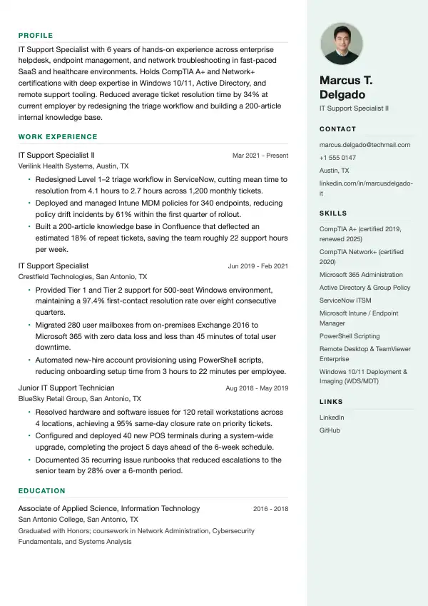 IT-supportspecialist CV-eksempel
