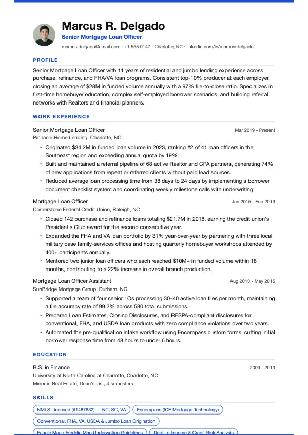 Realkreditrådgiver CV-eksempel