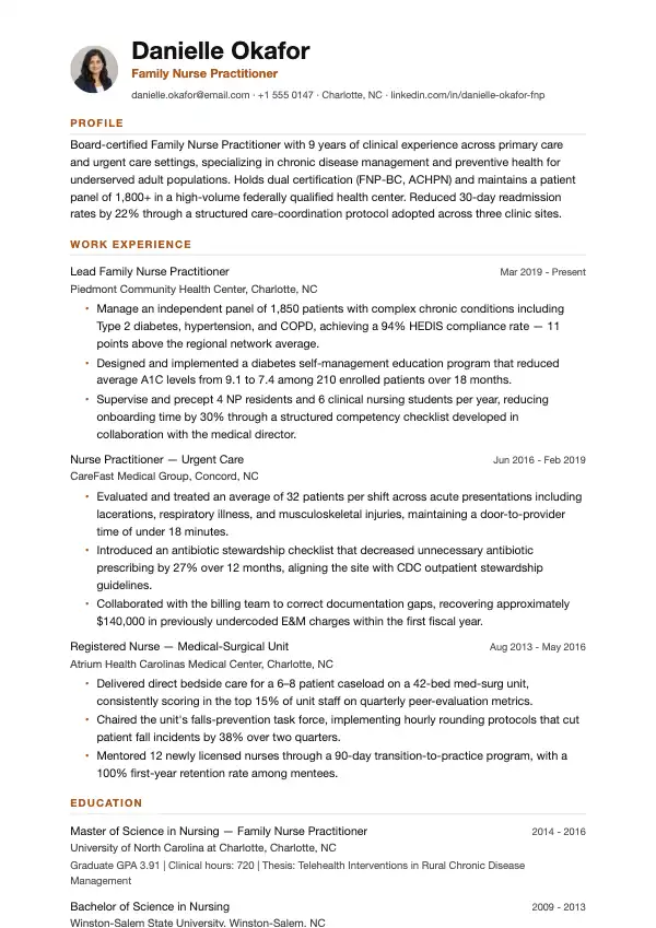 Sygeplejerske med udvidet praksis CV-eksempel