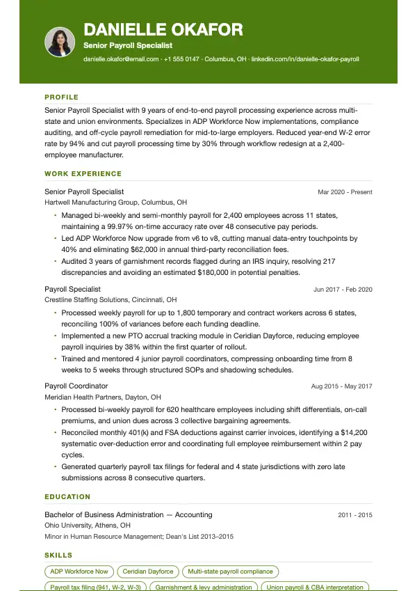 Lønspecialist CV-eksempel