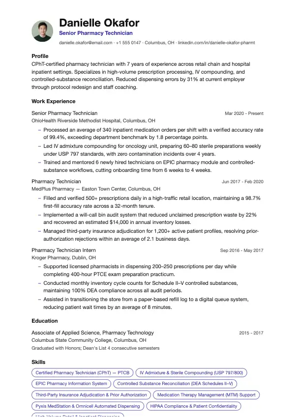 Apoteksassistent CV-eksempel
