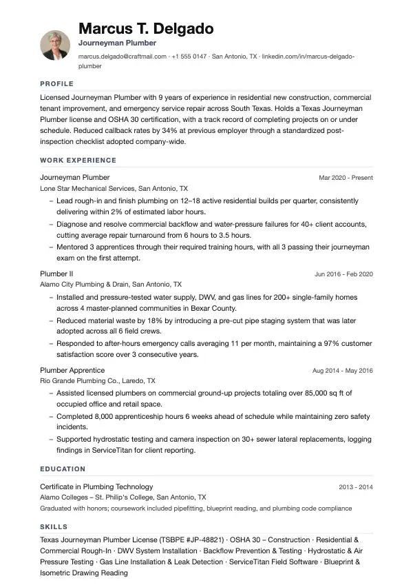 VVS’er CV-eksempel