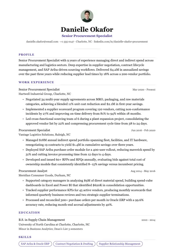 Indkøbsspecialist CV-eksempel