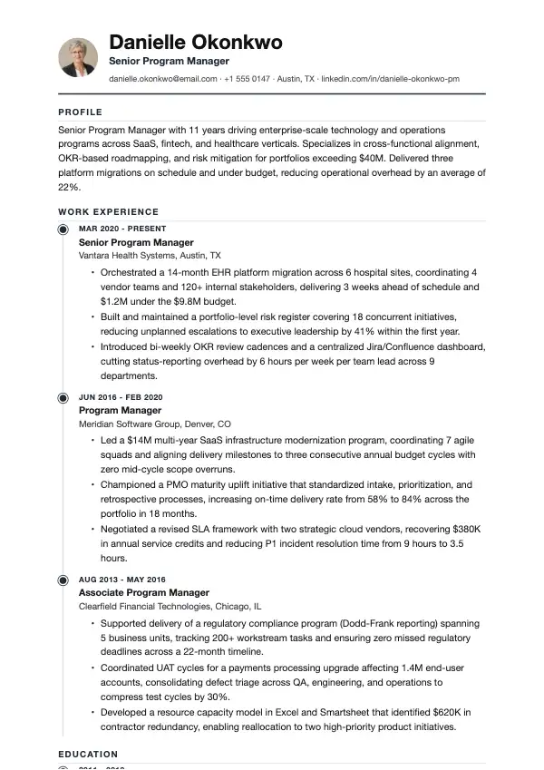 Programleder CV-eksempel