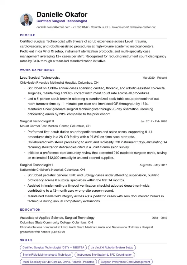 Przykład CV, Instrumentariusz