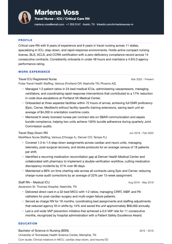 Vikarsygeplejerske CV-eksempel