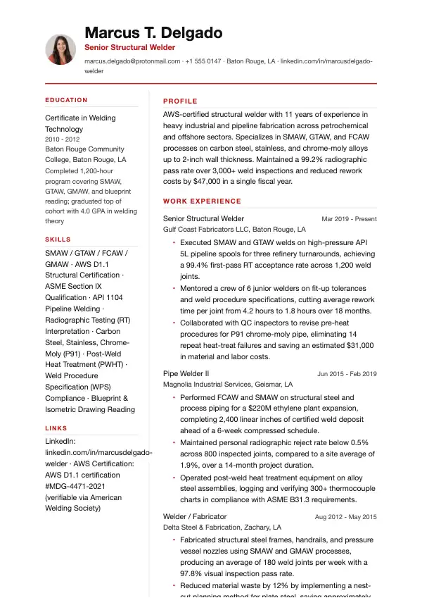 Svejser CV-eksempel