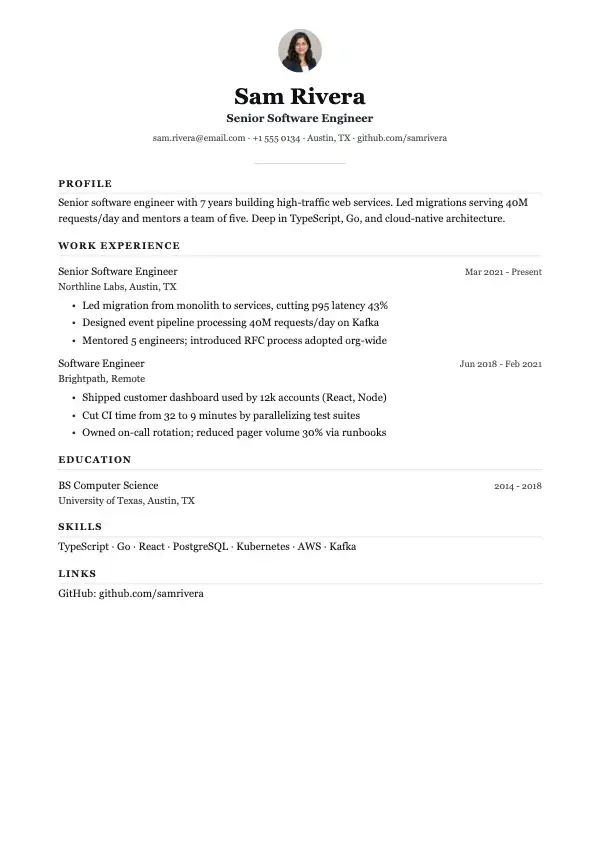 Academic Resume Templates: preview