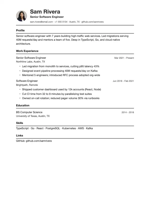 Pencil resume template preview