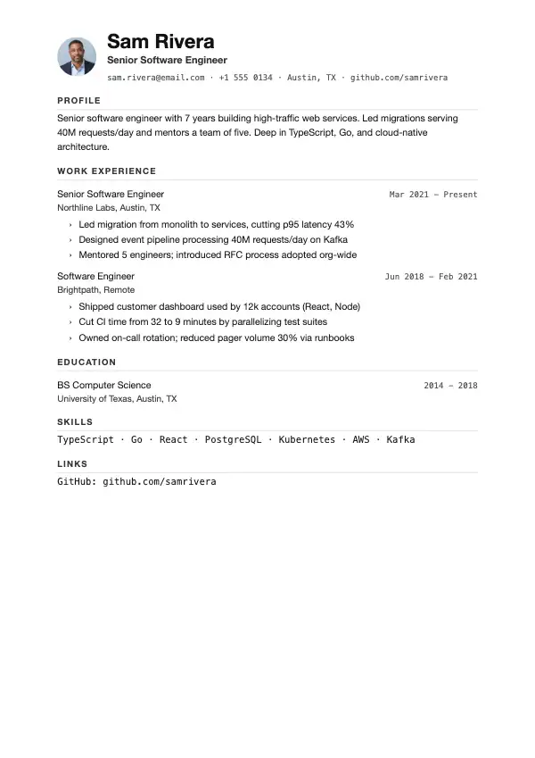 Circuit resume template preview