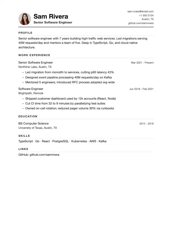 Black and White Resume Templates: preview