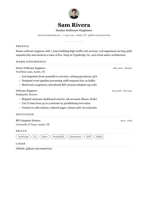 Chronological Resume Templates: preview