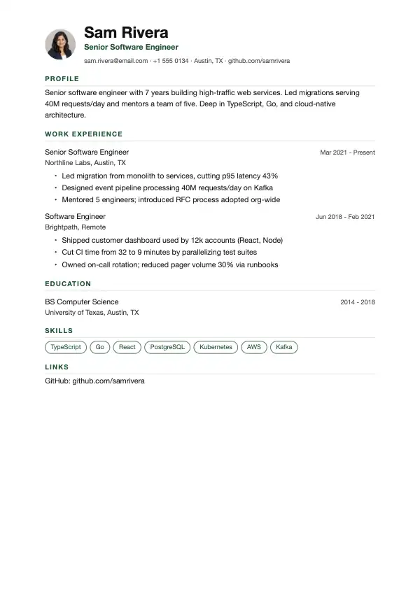Google Docs Resume Templates: preview