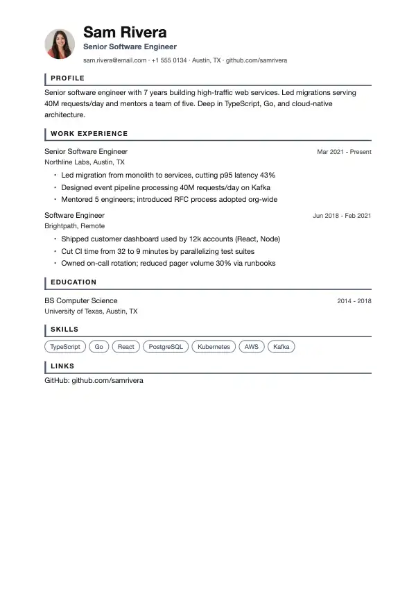 Beacon resume template preview