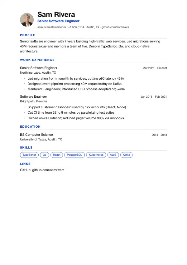 Onyx resume template preview