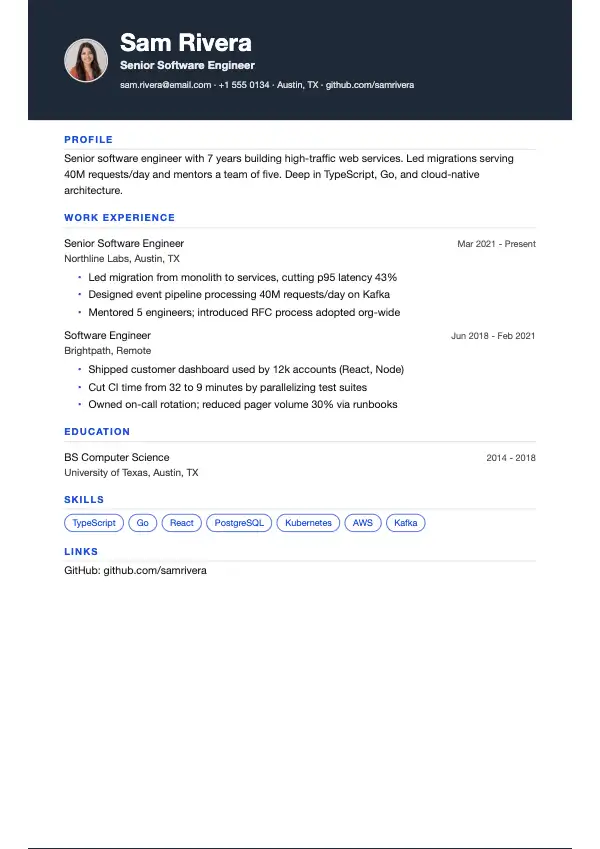 Graphite resume template preview