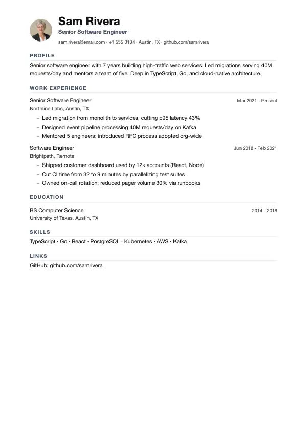 One-Page Resume Templates: preview