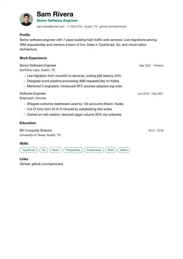 Simple Resume Templates: preview