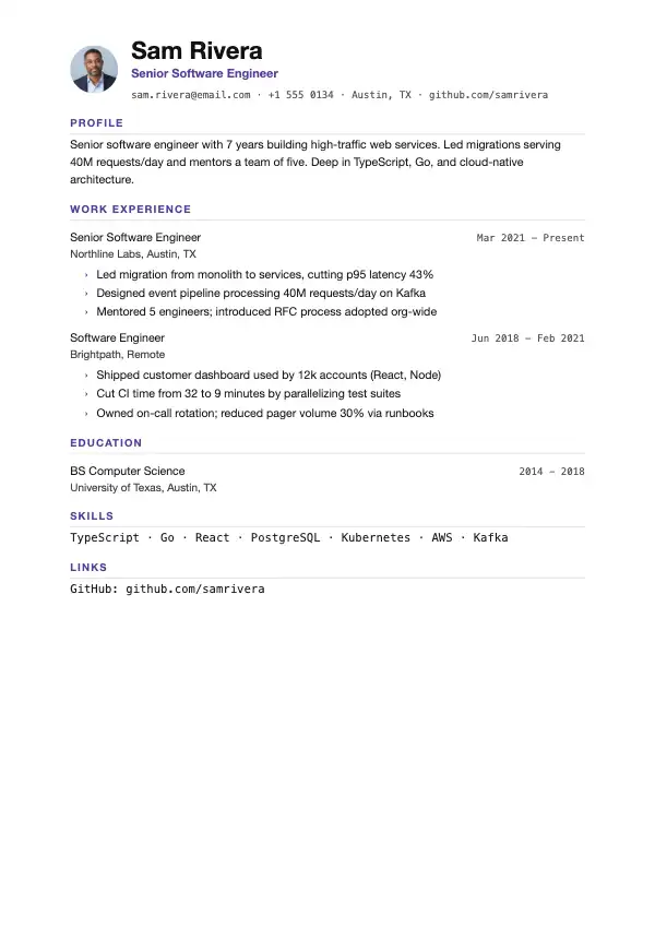Skills-Based Resume Templates: preview