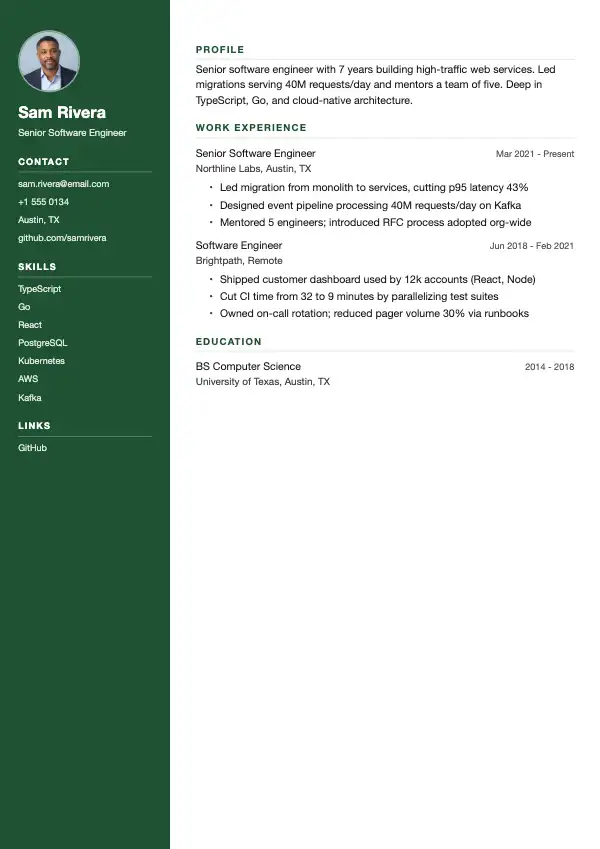 Pennant resume template preview